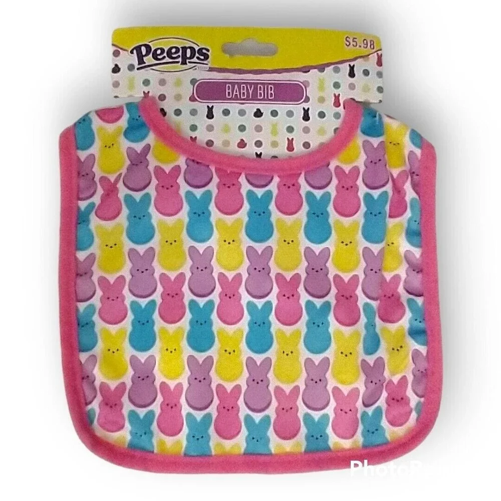 Pink Peeps Bunnies Easter Baby Bib NEW Dan Dee